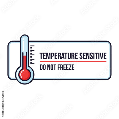 Temperature Sensitive Do Not Freeze Label with Thermometer Icon