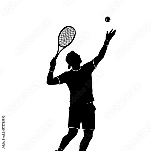 Tennis Player Silhouette Serving Ball - Dynamic Action Shot