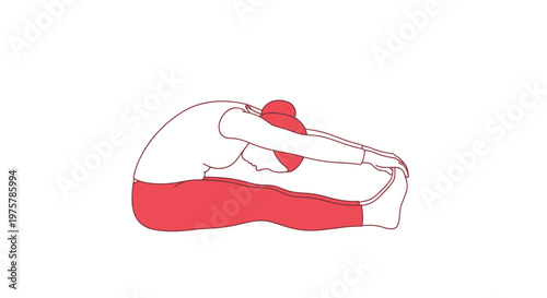 Person in red pants doing yoga on white background stretching and bending forward in a serene exercise routine