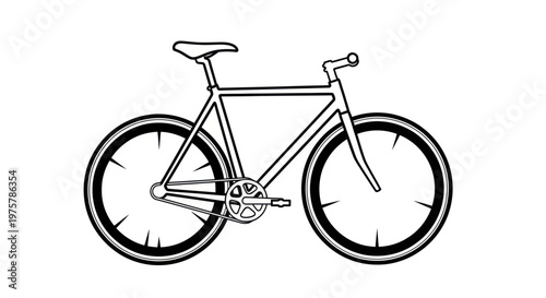 Bicycle with two wheels and frame.