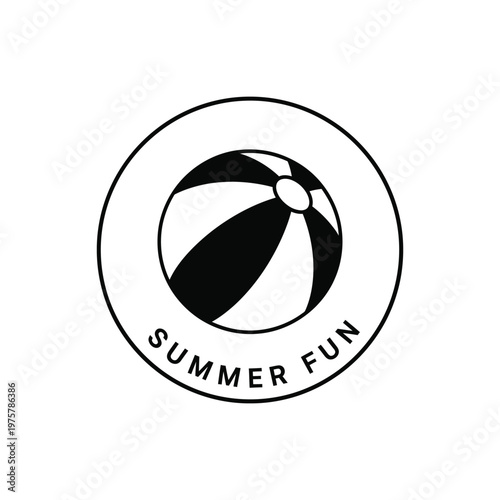 Minimalist Beach Ball Circle Logo Summer Fun Outdoor Activity Line Art Vector illustration.
