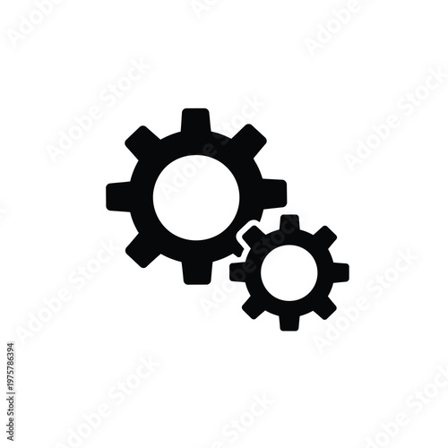 Vector featuring two interlocking black gears