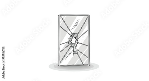 Broken Mirror Vector Illustration with Cracked Glass Texture