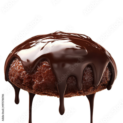 Chocolate Glazed Donut with Rich Drizzle in a Mouthwatering Presentation on transparent background