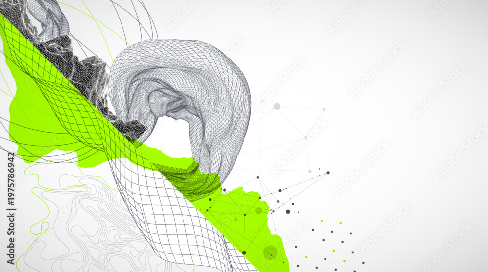 Naklejka premium Abstract art wireframe background. Modern science or technology art elements. Surface illustration. Vector.