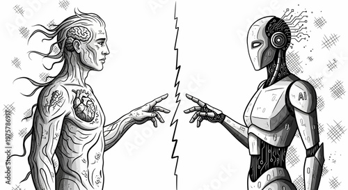Human and robot reaching out to each other