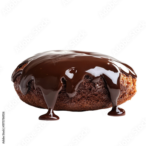 Delicious Chocolate Glazed Donut with Rich Topping in a Tempting Setting on transparent background
