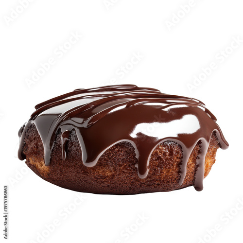 Delicious Chocolate Glazed Donut with Rich Topping, Perfect for Dessert Lovers and Sweet Treats on transparent background