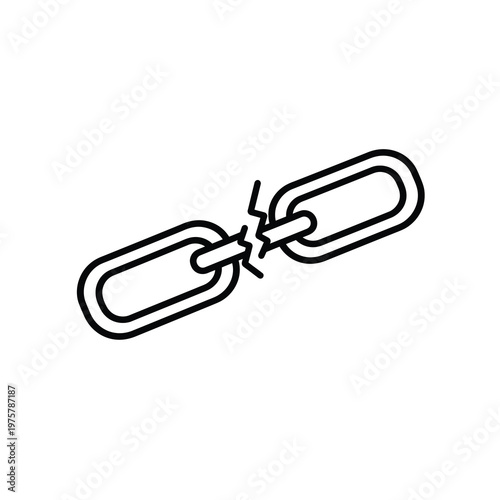 Vector of a broken chain link showing a disconnected segment