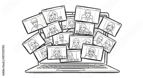 Laptop screen with multiple photos