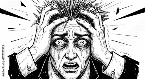 Man experiencing extreme stress and anxiety