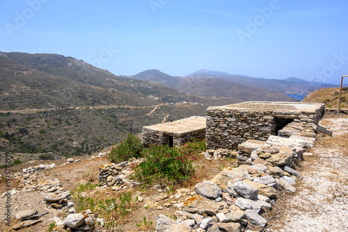 Slika na platnu The Ancient site of Minoa, at Moundoulia Hill, above the port of Katapola