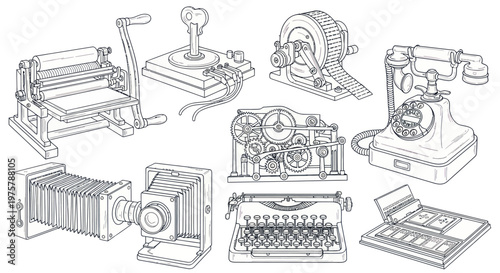 Vintage office machines and devices.