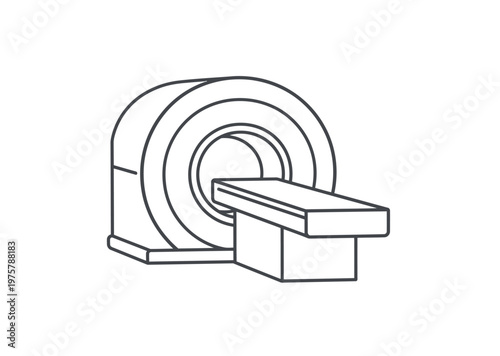 Vector of a modern mri machine with a sliding patient table