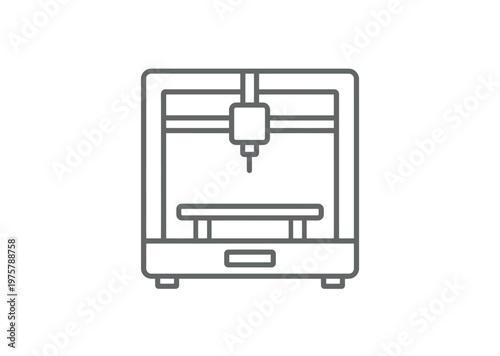 Vector of a minimalist 3d printer with a clean and modern design