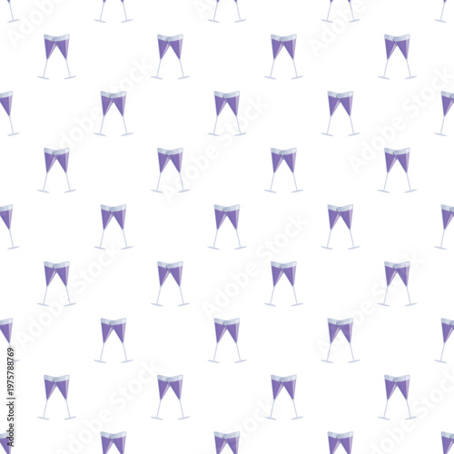 Champagne flutes with purple liquid forming a seamless celebratory pattern