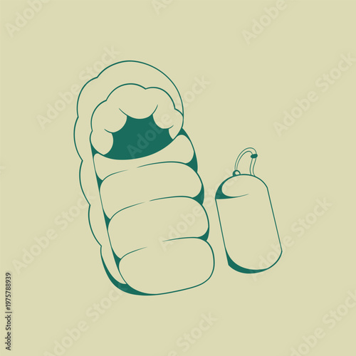Camping sleeping bag vector for travel and camping equipment theme