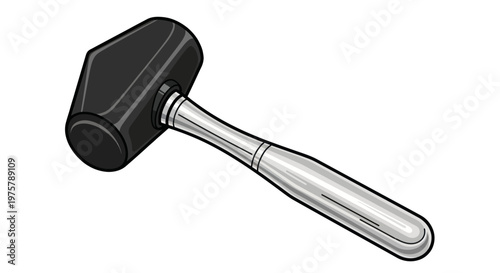 Black rubber mallet with metal handle.