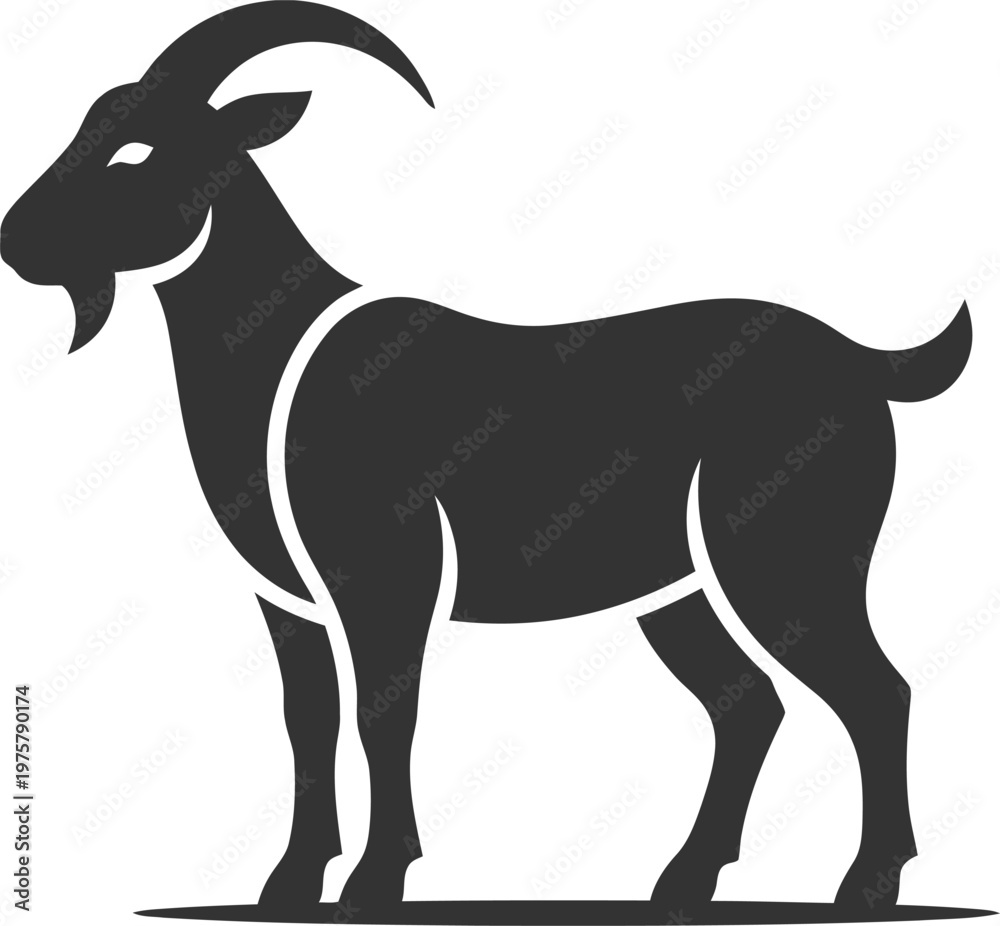 Fototapeta premium vector Minimalist logo Mountain goat standing profile silhouette graphic