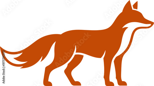 vector Minimalist logo Red fox standing profile silhouette graphic