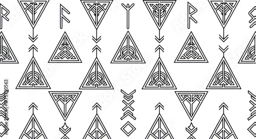 Triangular shapes with intricate designs.