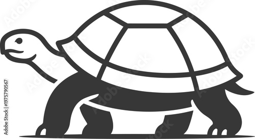 vector Minimalist logo Slow moving tortoise outline illustration with shell detail
