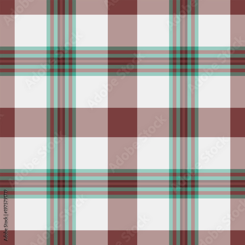 Tattersall plaid texture vector, shape check pattern seamless. Pixel background fabric tartan textile in pastel and red colors.