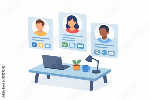 Online Recruitment and Candidate Selection Process Vector Illustration