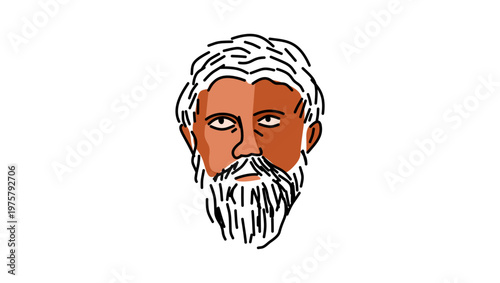 Plutarch portrait, flat vector illustration