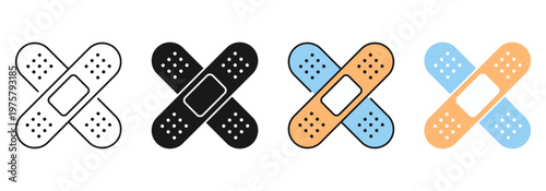 bandage cross icons. medical bandage cross icons for first aid healthcare and wound care