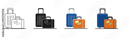 travel luggage suitcase icon. travel luggage and suitcase icon set for vacation planning and tourism services
