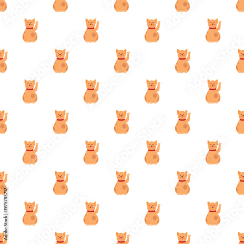 Repeating ginger feline pattern bringing good fortune and prosperity