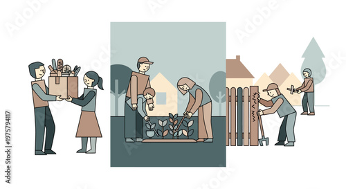 People moving house with cardboard boxes