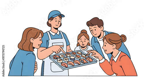 family baking together sweet treats at home