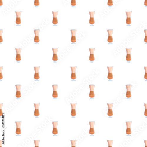 Latte drinks with foam repeating on a white background, creating a seamless pattern