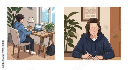 Remote workers in home office