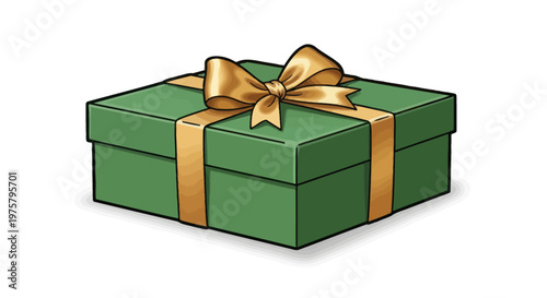 Green Gift Box with Gold Ribbon.
