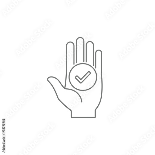 Vector of a hand with a checkmark symbol in the palm