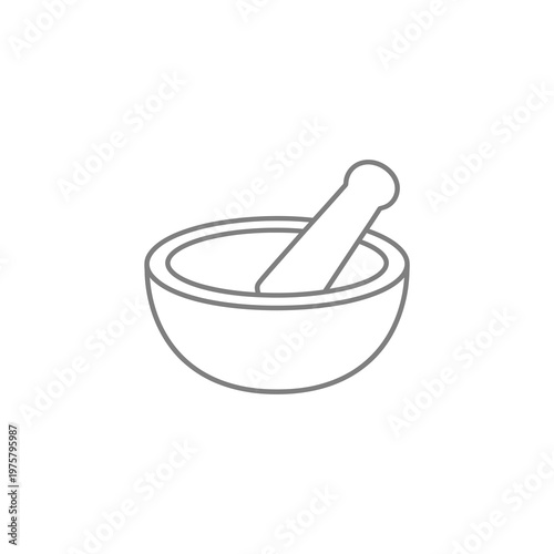 Vector of a mortar and pestle for grinding ingredients
