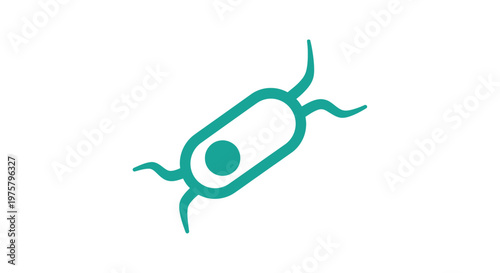Abstract illustration of a microorganism with tentacles on a clean white background