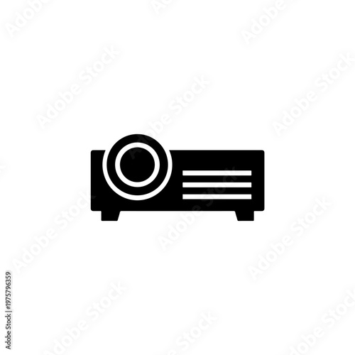 Projector Vector Icon Illustration – Modern Multimedia Presentation and Cinema Device