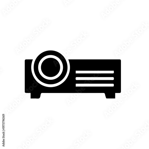 Projector Vector Icon Illustration – Multimedia Presentation Device and Cinema Equipment