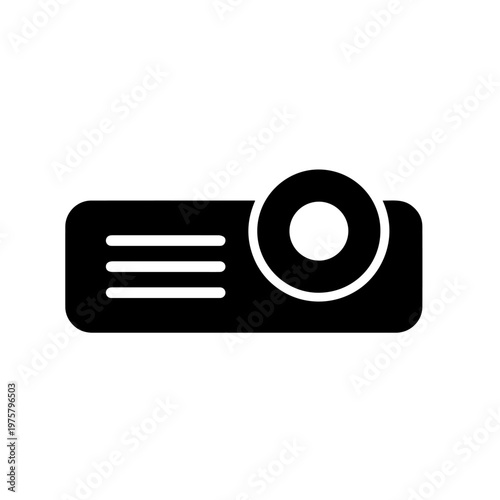 Projector Vector Icon Illustration – Multimedia Presentation Device and Cinema Equipment