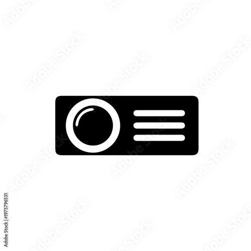 Projector Vector Icon Illustration – Multimedia Presentation and Cinema Equipment Symbol