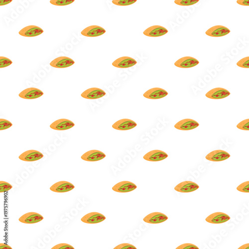 Pita bread food items forming a repeating diagonal pattern on a white background