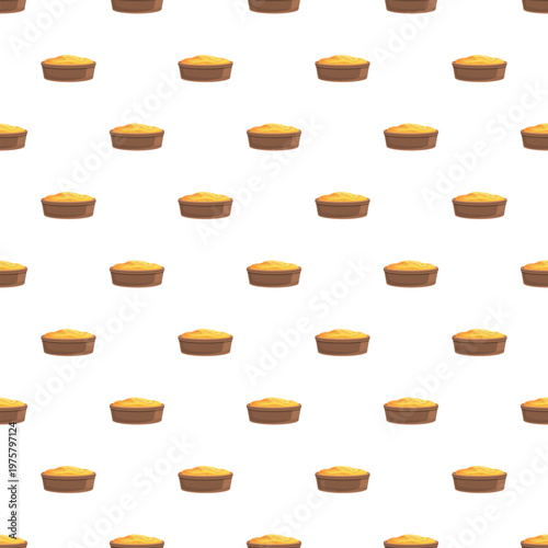 Polenta bowls creating a yellow cornmeal pattern on a white background