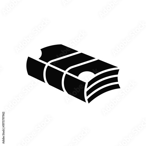 Vector of a stack of cash tied with a paper band