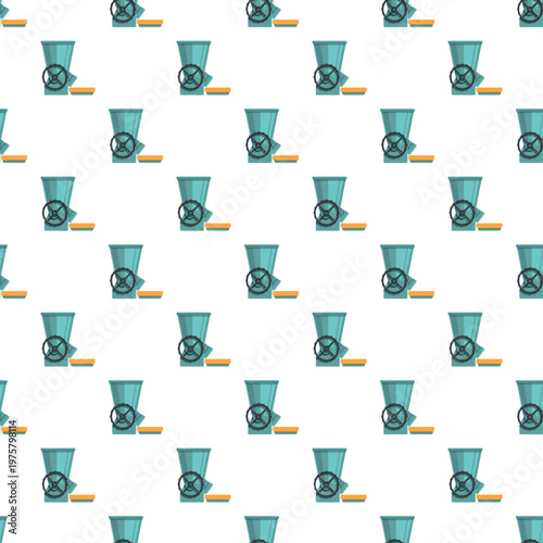 Seamless pattern featuring meat grinder illustrations repeating over a white background