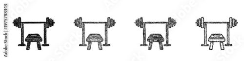 Sketch bench press icon design set