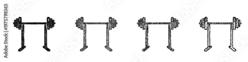 Sketch squat rack icon design set